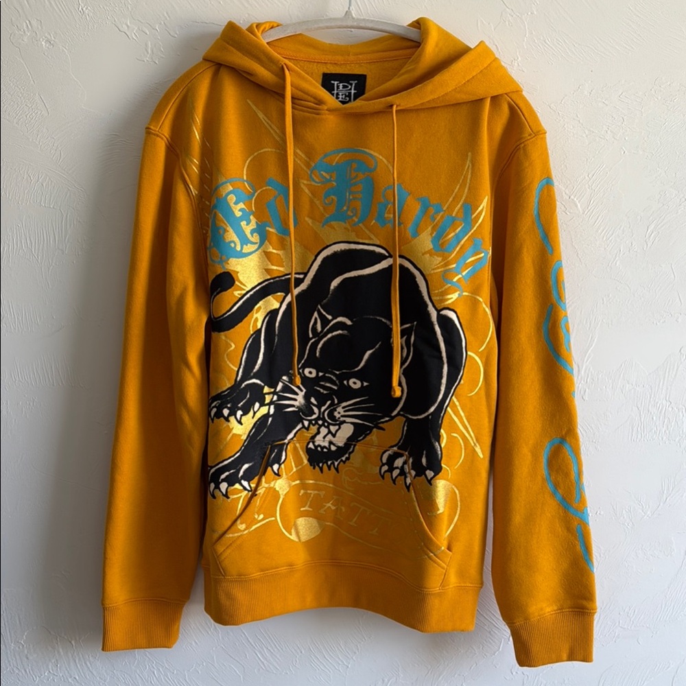 Ed Hardy Yellow and Black Panther Sweatshirt